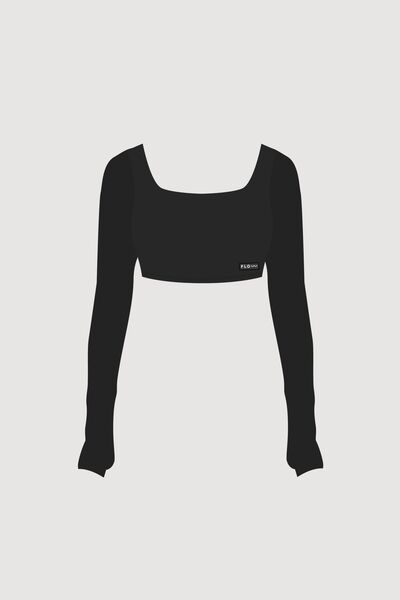 Long Sleeve Crop Top Black