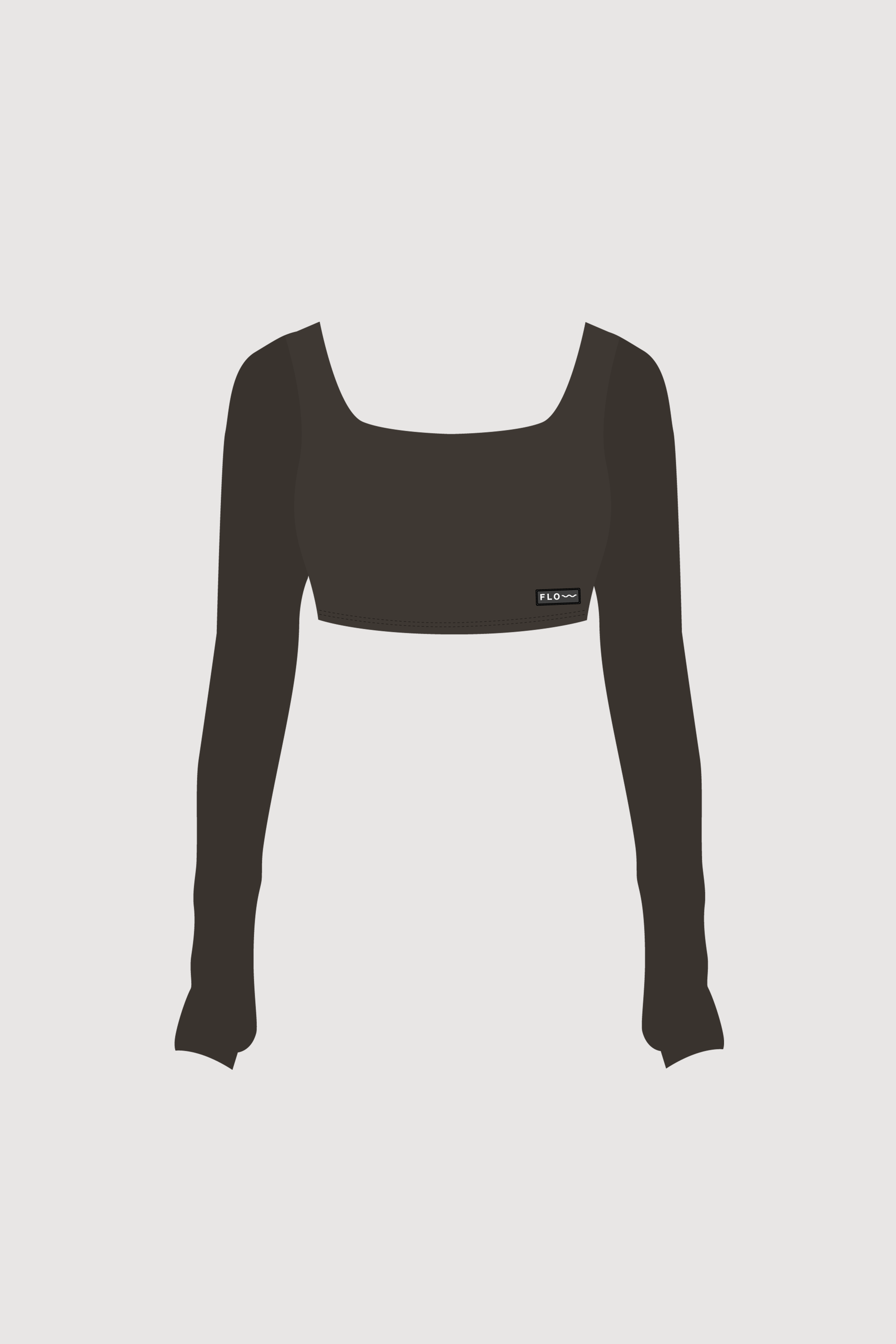 Long Sleeve Crop Top Brown