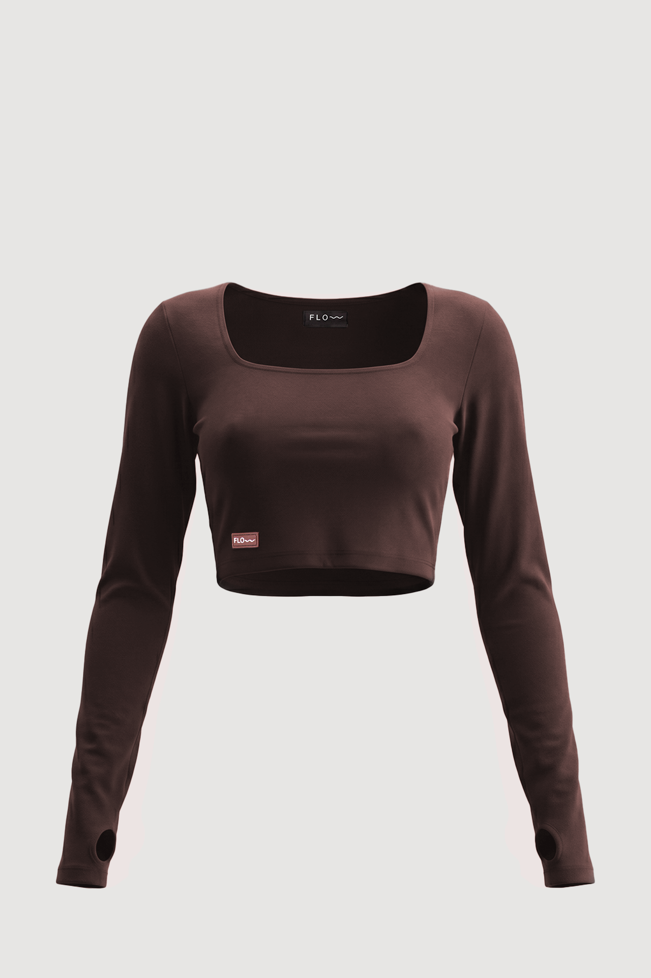 Long Sleeve Crop Top Brown
