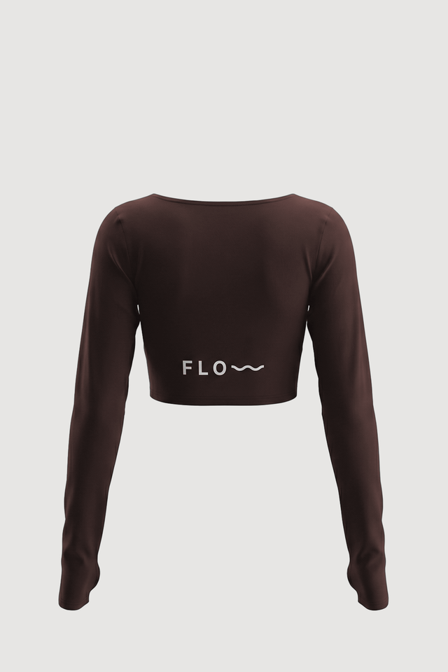 Long Sleeve Crop Top Brown alternate view